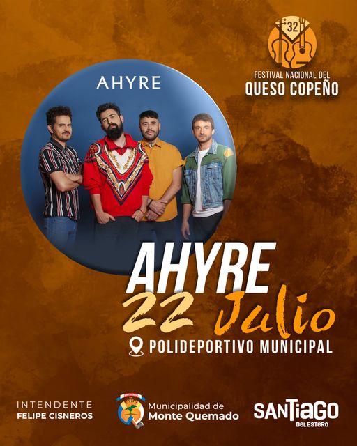 AHYRE subirá al escenario la noche del sábado 22 de julio en el Festival Nacional del Queso Copeño