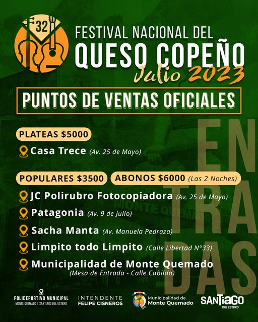 Entradas disponibles para el Festival Nacional del Queso Copeño