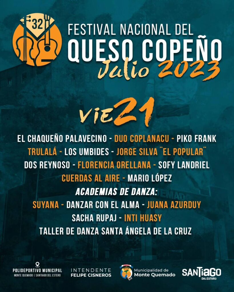 Festival Nacional del Queso Copeño 2023 | Cartelera Viernes 21 de Julio