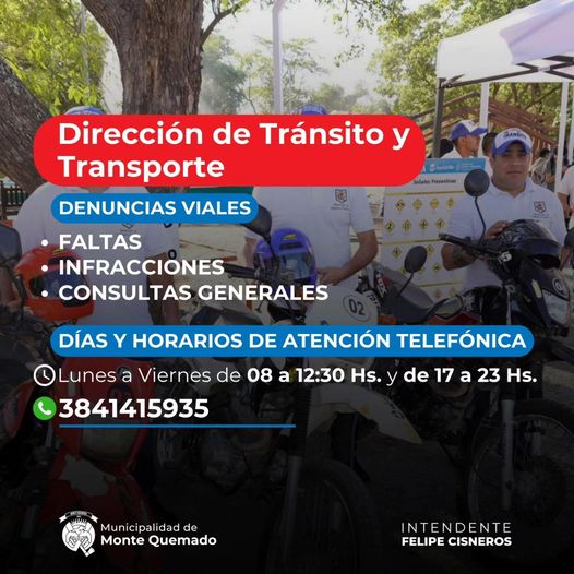 Número de celular habilitado de la Dirección de Tránsito y Transporte