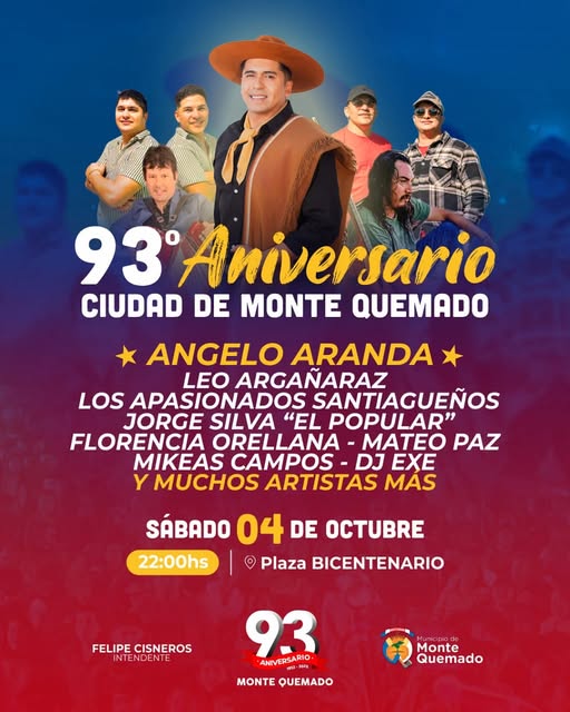 Monte Quemado celebra sus 93 año