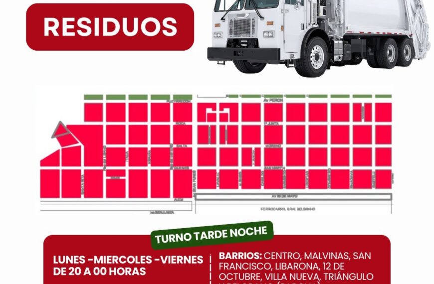Horarios del Servicio de Recolección durante el turno tarde-noche