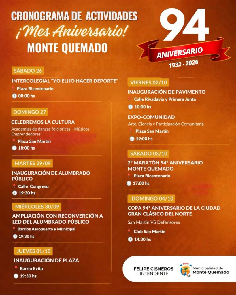 Monte Quemado está de fiesta Monte Quemado está de fiesta